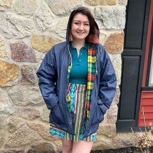 Misty Weather plaid lined rain jacket size large